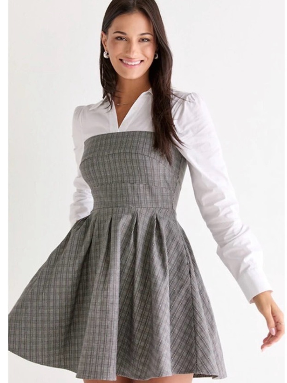 Trixxi Jodi Twofer Plaid Mini Dress